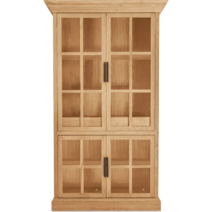 Shop Moe‘s VL-1106-24 Raymond Tall Cabinet Brushed Natural Finish Oak Wood Glass