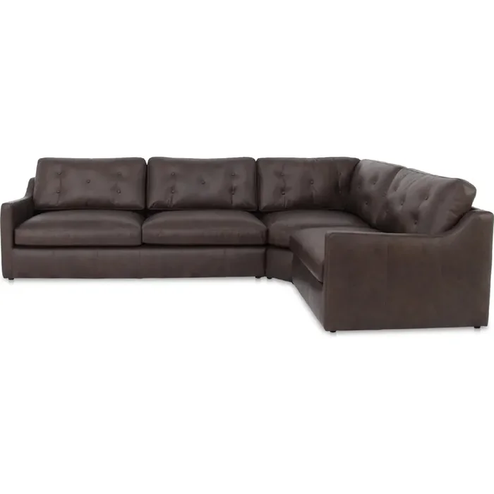 Shop Moe‘s XQ-1023-20 Thurlow 3 Piece Right Modular Sectional Sofa Espresso Brown Top Grain Leather