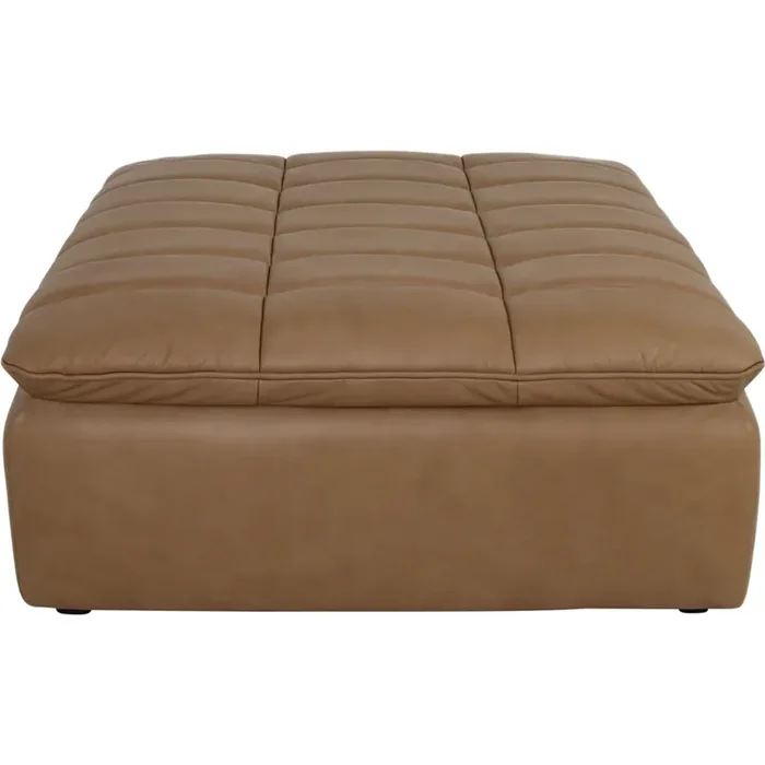 Shop Moe‘s XQ-1027-40 Lino Ottoman Tufted Tan Leather Top Grain Leather