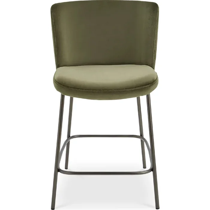 Shop Moe‘s YM-1013-27 Early Counter Stool Green Faux Mohair Fabric Blackened Bronze