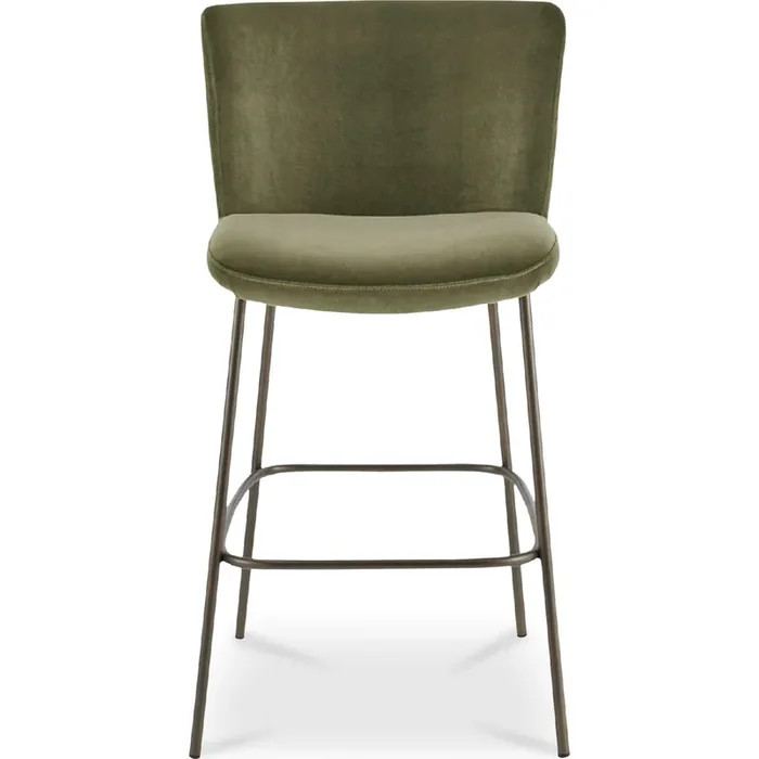 Shop Moe‘s YM-1014-27 Early Bar Stool Green Faux Mohair Fabric Blackened Bronze
