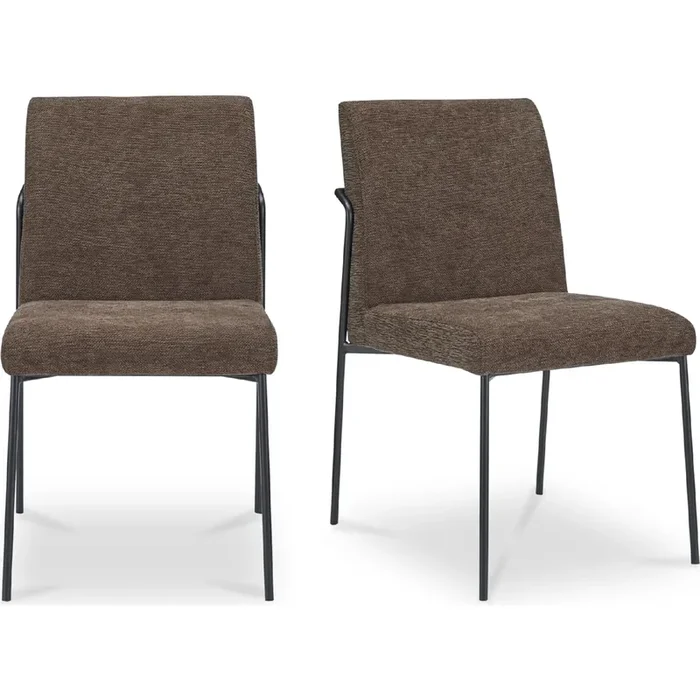 Shop Moe‘s YM-1018-20 Danny Dining Chair Dark Brown Fabric Metal (Set of 2)