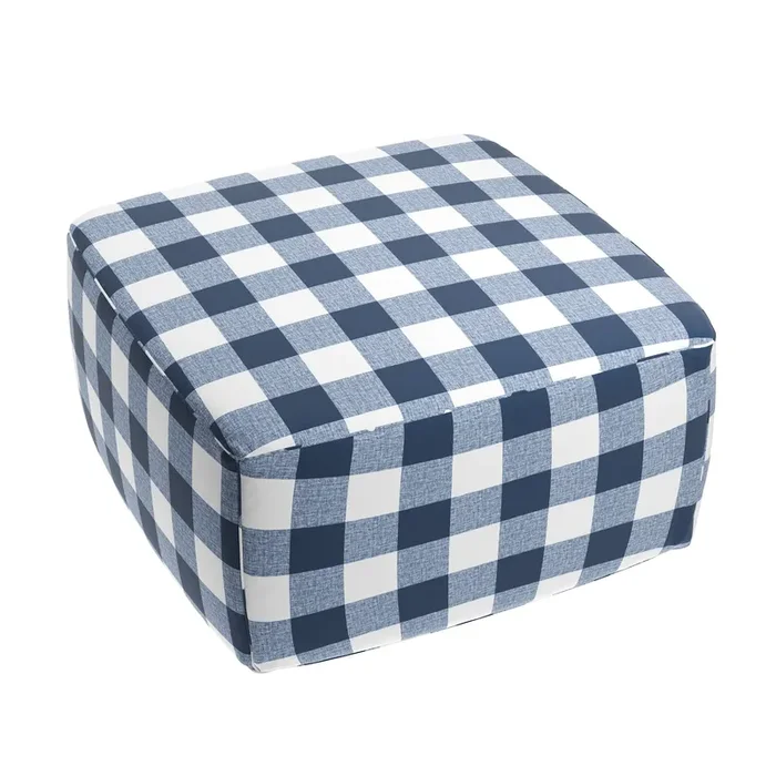 Square Pouf in Buffalo Check – Navy